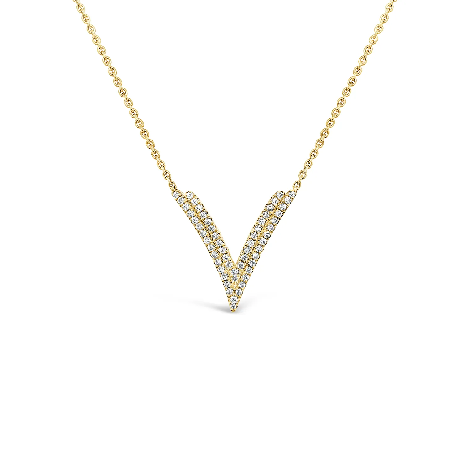 Diamond Double V Pendant Necklace