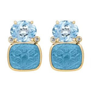 Earrings - Blue Topaz And Diamond