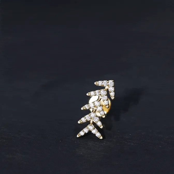 Elegant Moissanite Leaf Crawler Earring for Helix Piercing