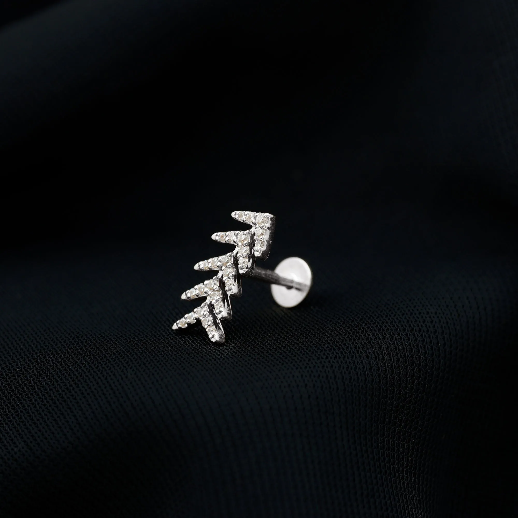 Elegant Moissanite Leaf Crawler Earring for Helix Piercing