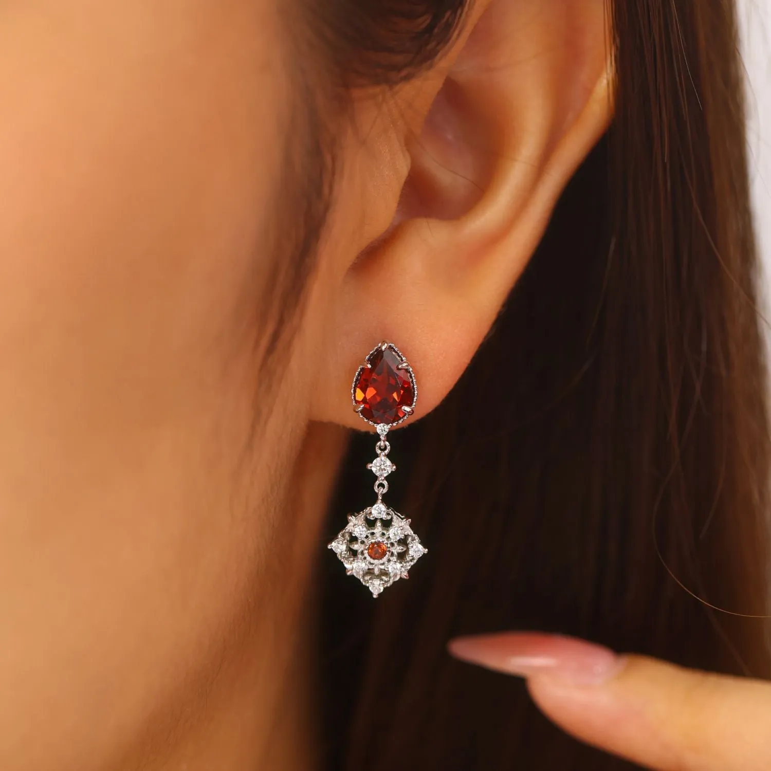 Eternal Orbit Mozambique Garnet Earrings