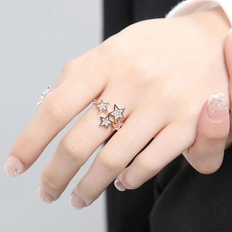 Exquisite Zircon Star Adjustable Rings