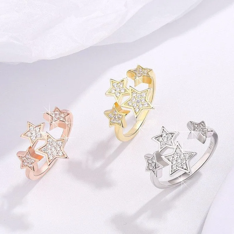 Exquisite Zircon Star Adjustable Rings