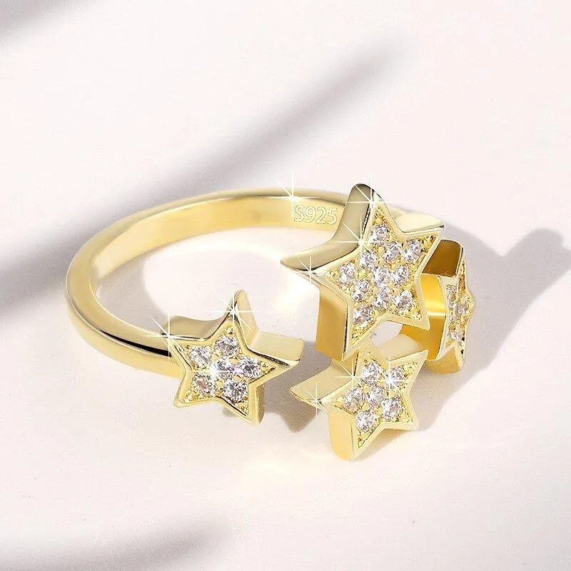 Exquisite Zircon Star Adjustable Rings