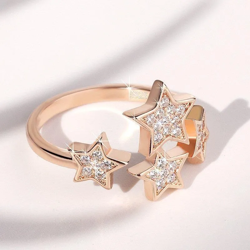 Exquisite Zircon Star Adjustable Rings