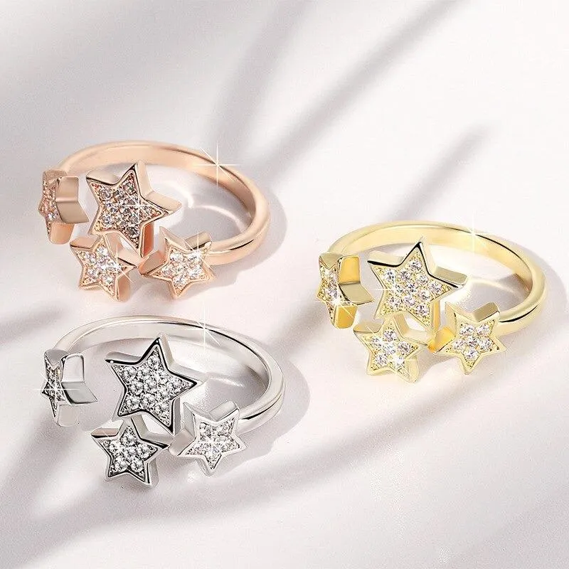 Exquisite Zircon Star Adjustable Rings