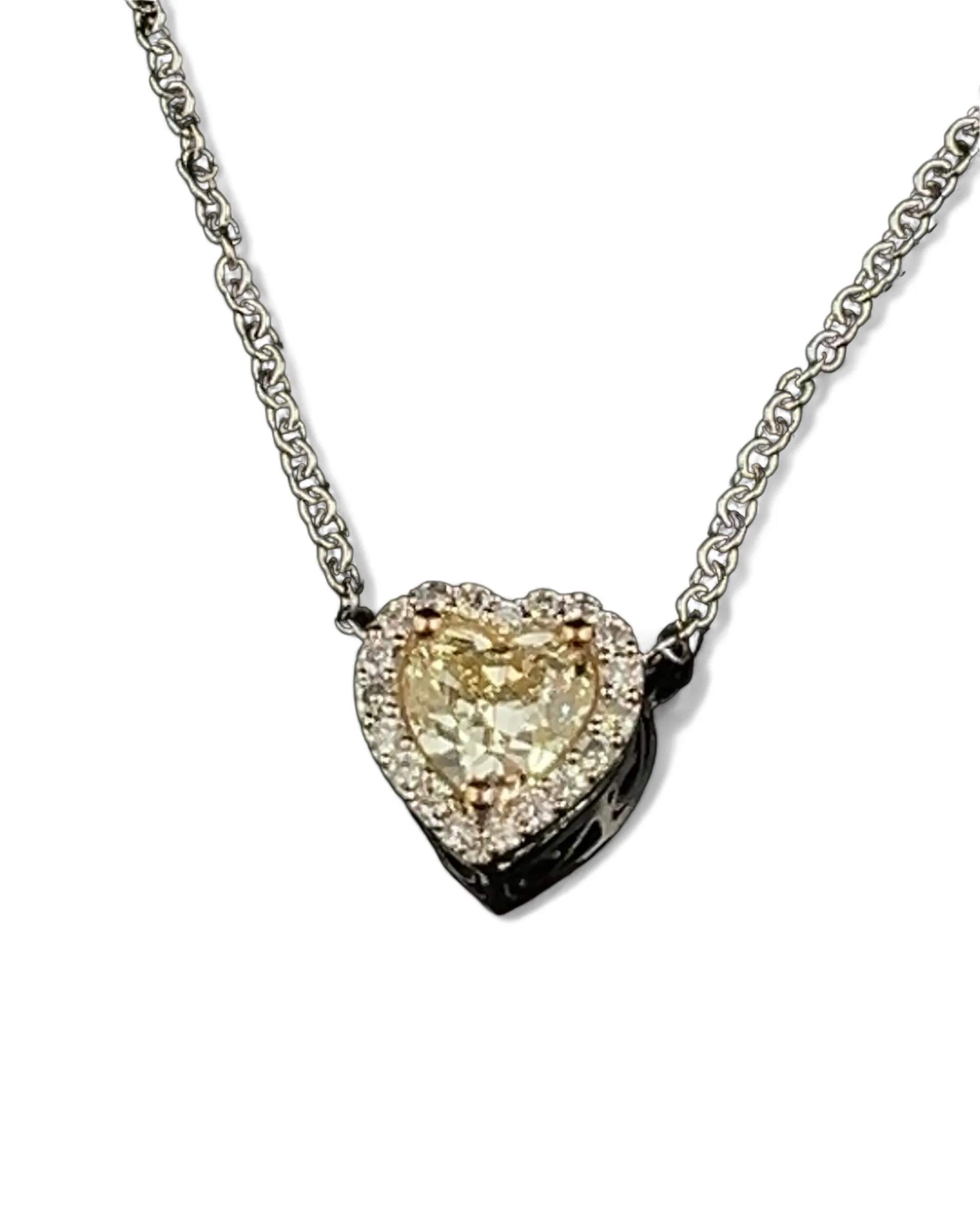 Fancy Yellow diamond Heart necklace