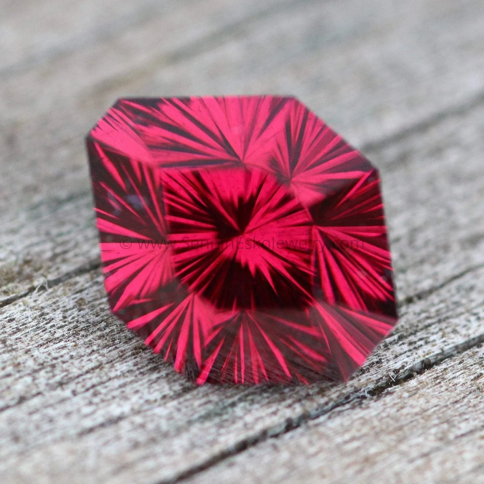 Fantasy Cut Rhodolite Garnet Shield - Shield Cut Garnet - 4.4 carats 10x8.3mm