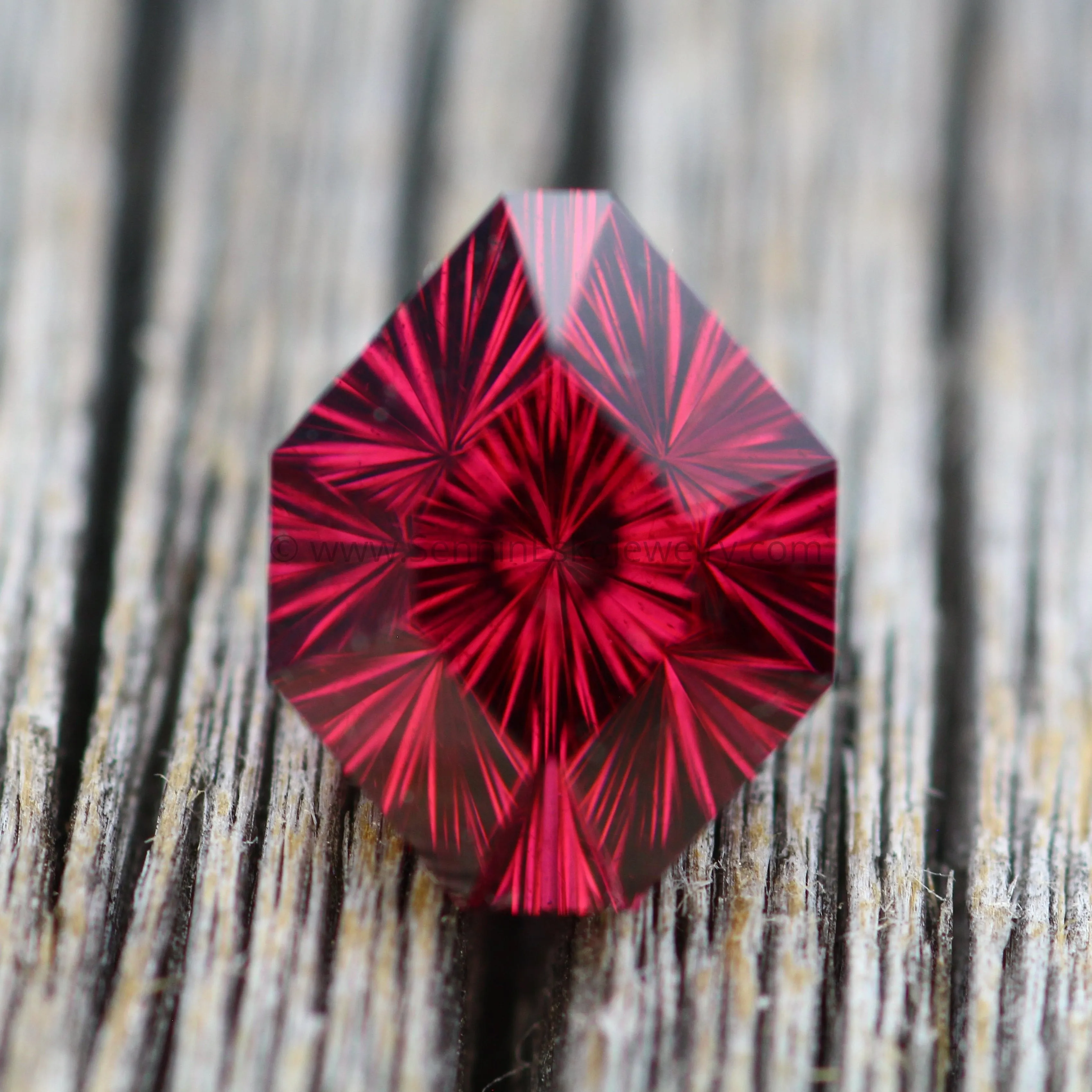 Fantasy Cut Rhodolite Garnet Shield - Shield Cut Garnet - 4.4 carats 10x8.3mm