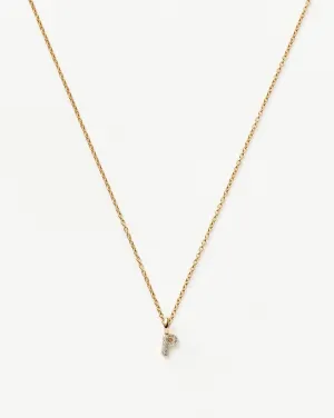 Fine Diamond Initial Mini Pendant Necklace - P | 14k Solid Yellow Gold Plated/Diamond