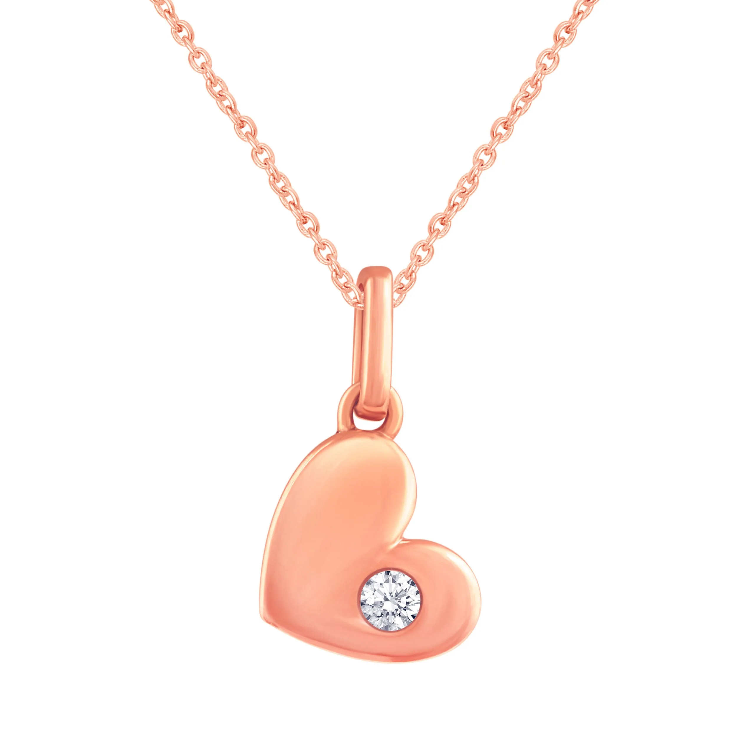 Floating Heart and Clover Layered 1/10 Cttw Natural Diamond Pendant Necklace set in 925 Sterling Silver…