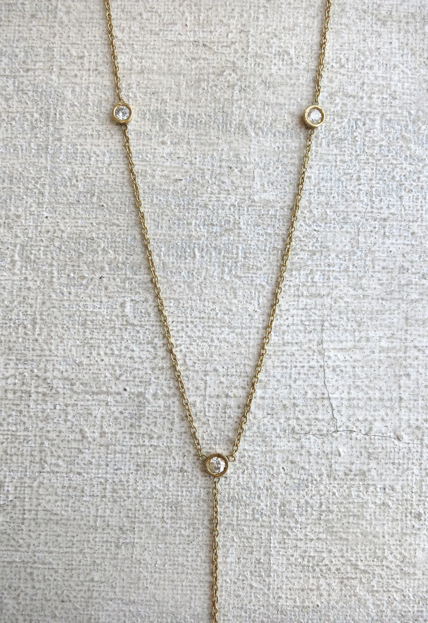 Four Diamond Drop Necklace