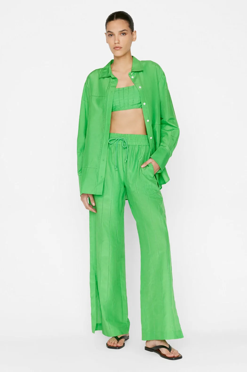 Frame - Drawstring Lounge Pant in Bright Peridot