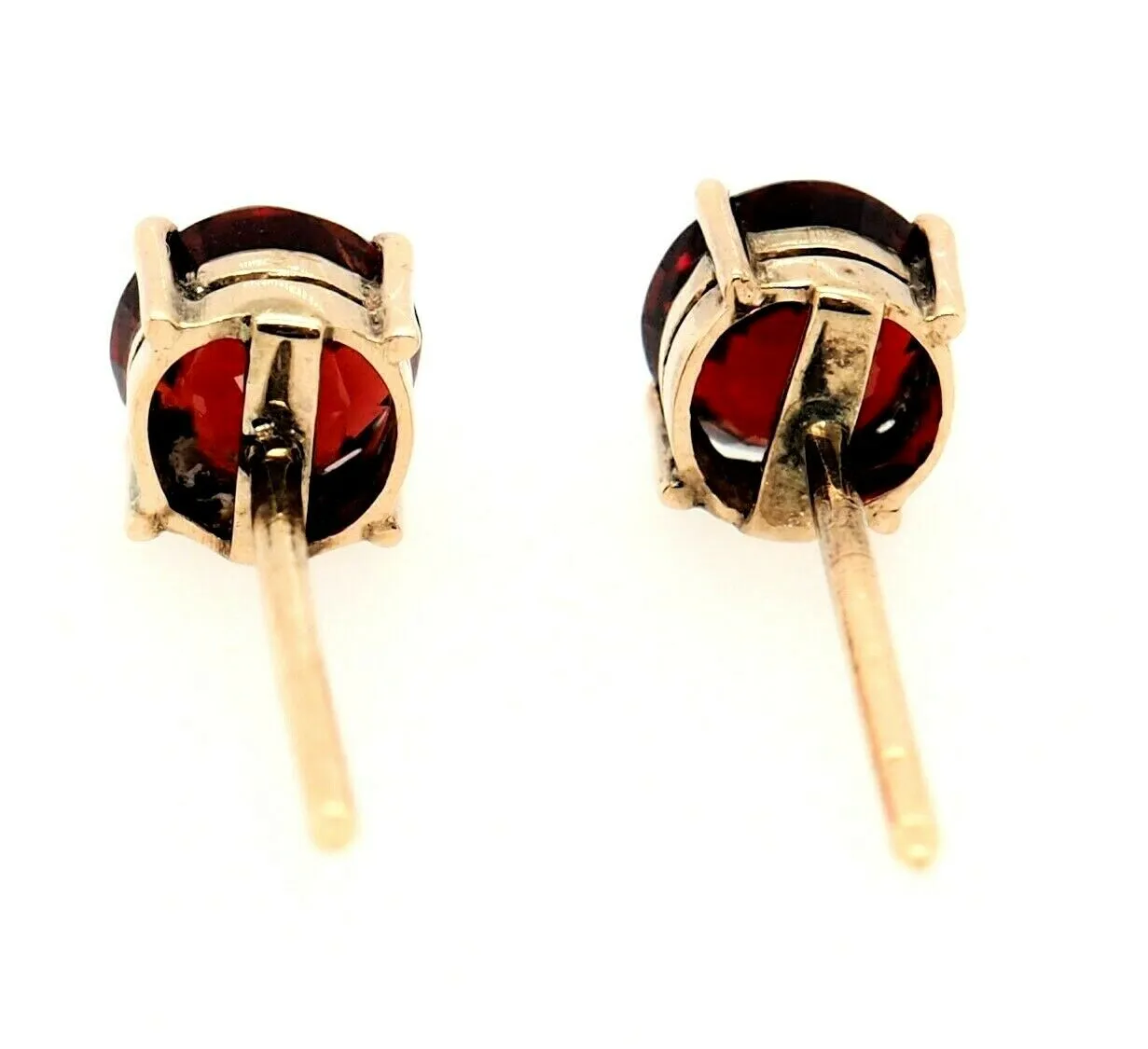 Garnet & 9ct Yellow Gold Stud Earrings Fine Jewellery Pierced Ears