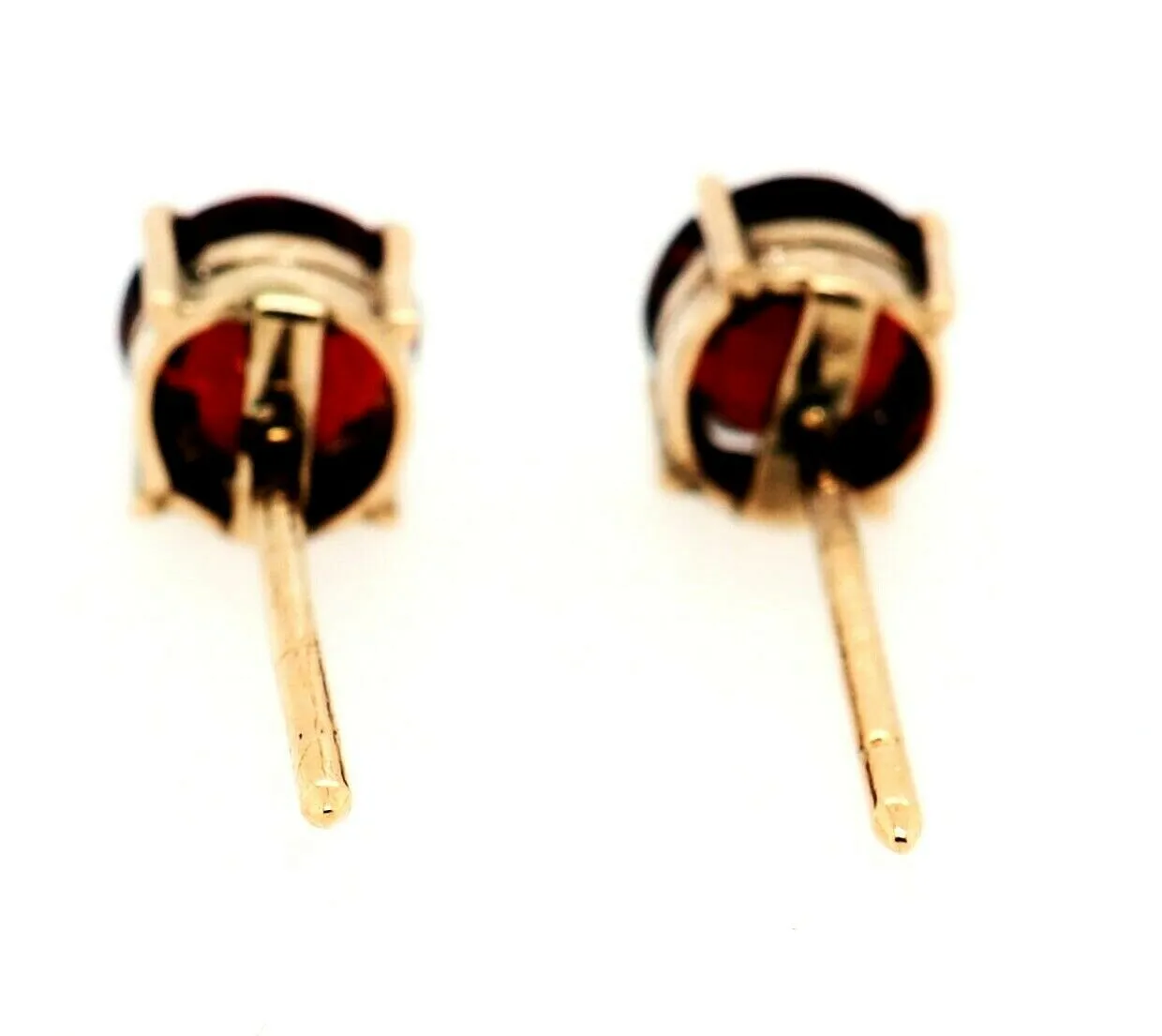 Garnet & 9ct Yellow Gold Stud Earrings Fine Jewellery Pierced Ears