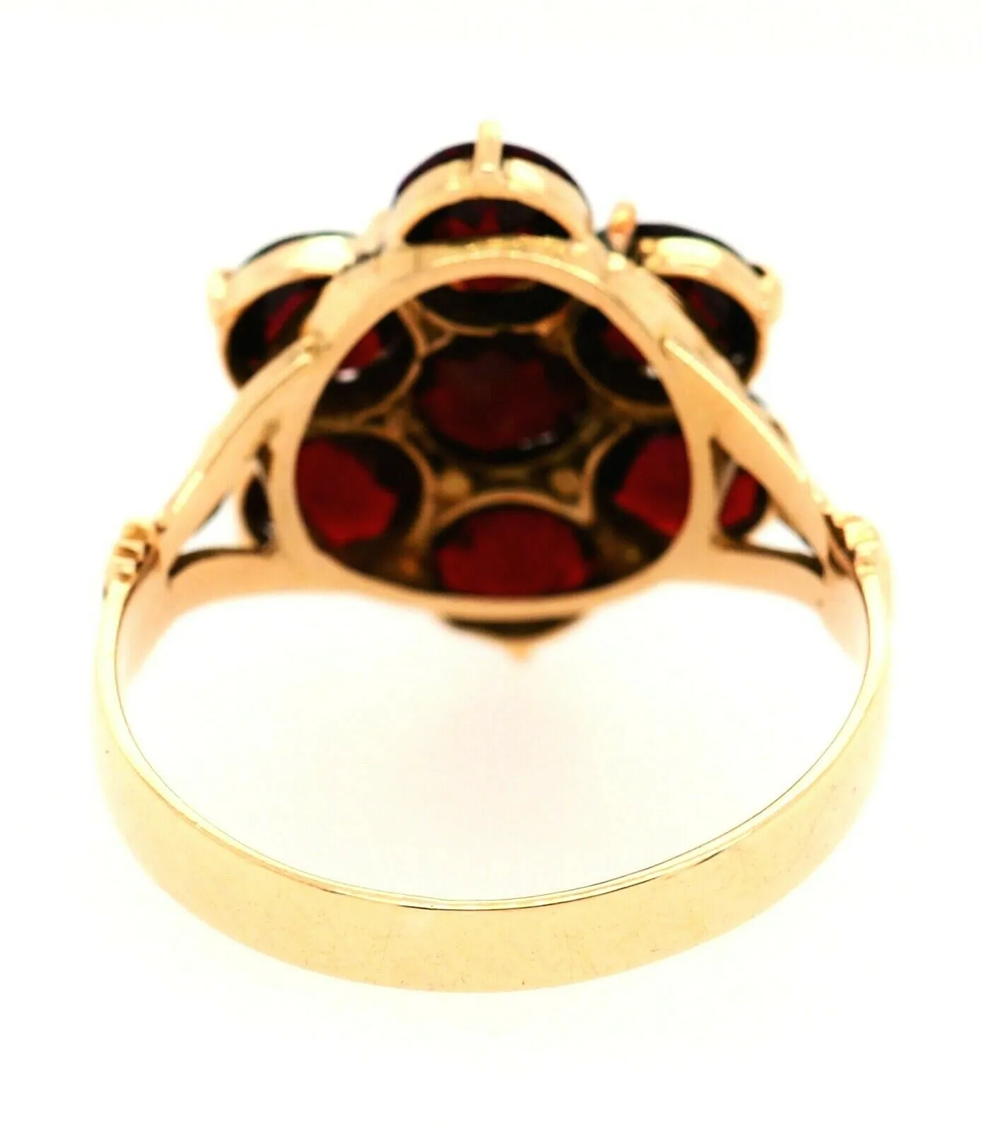 Garnet Cluster Dress Ring 14ct Yellow Gold Fine Jewellery Band Size O