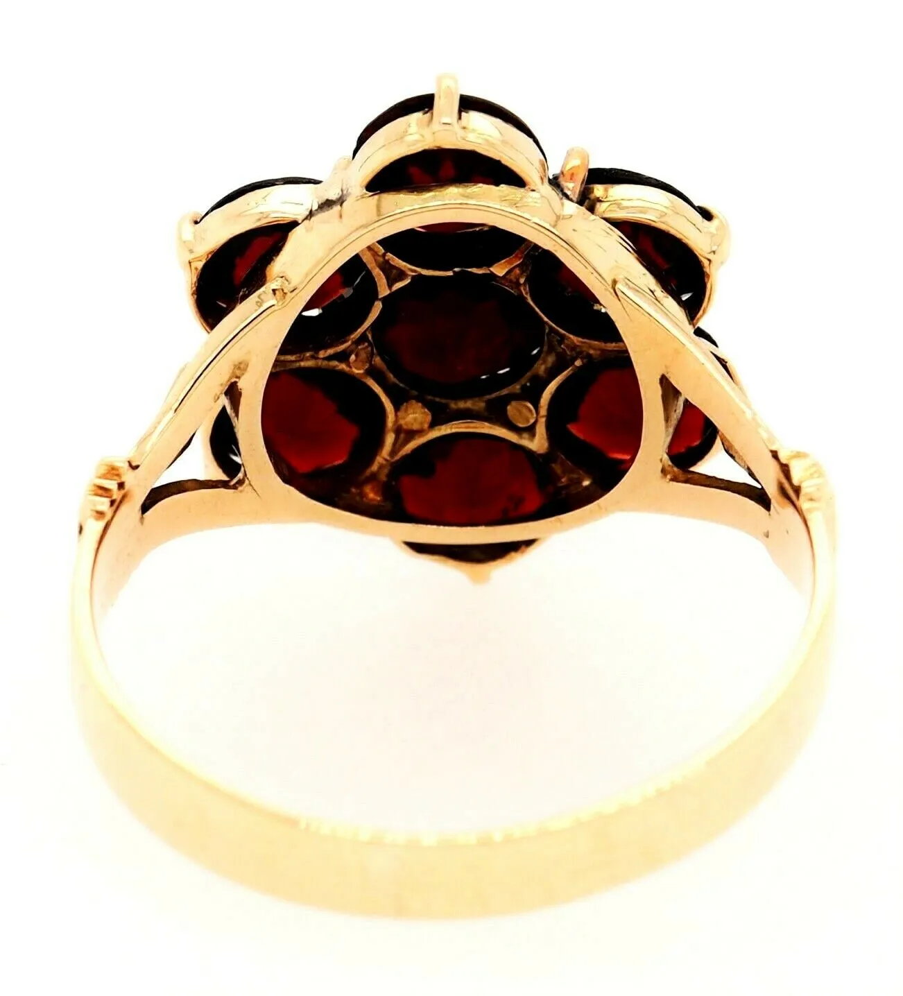 Garnet Cluster Dress Ring 14ct Yellow Gold Fine Jewellery Band Size O