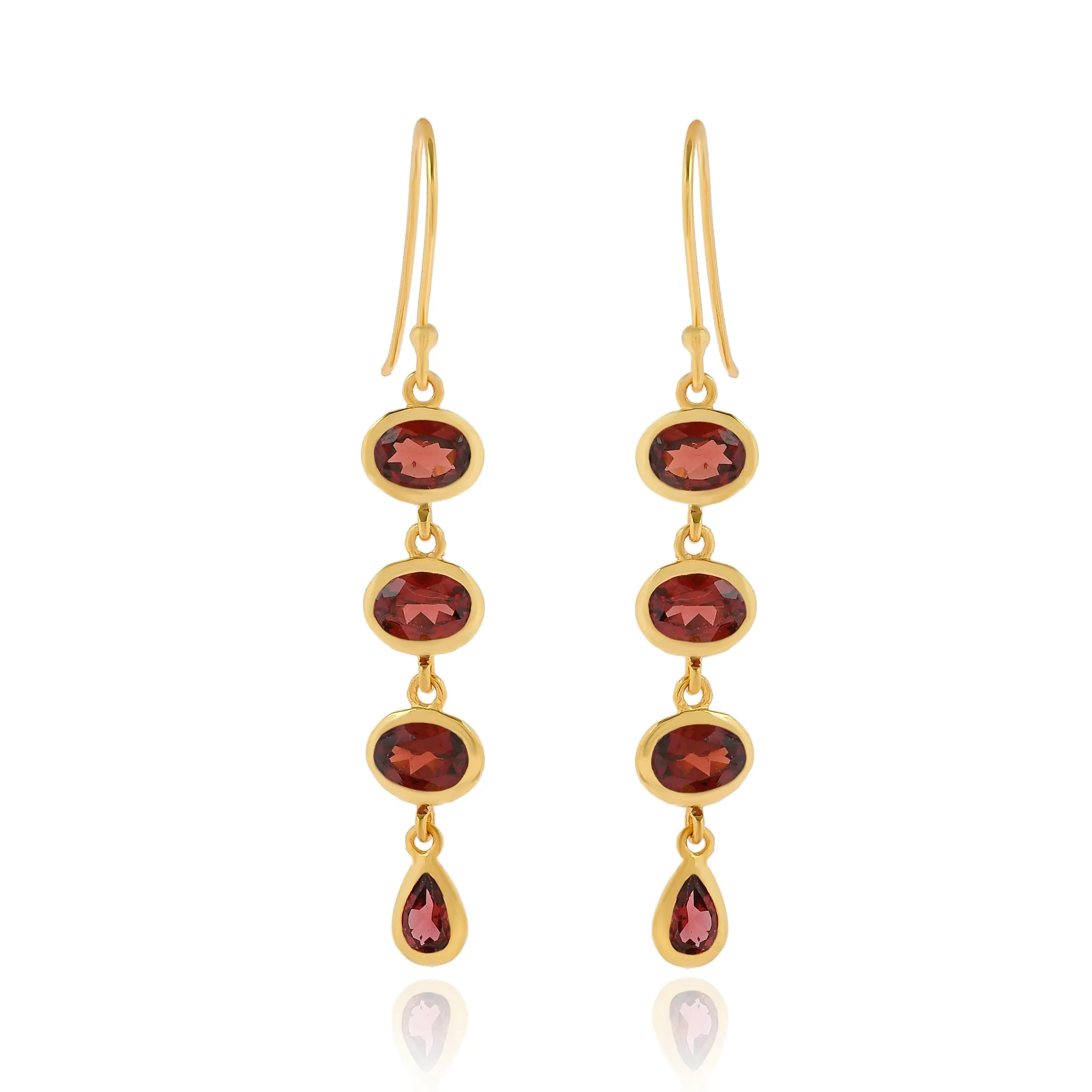 Garnet Gold Bezel Earrings