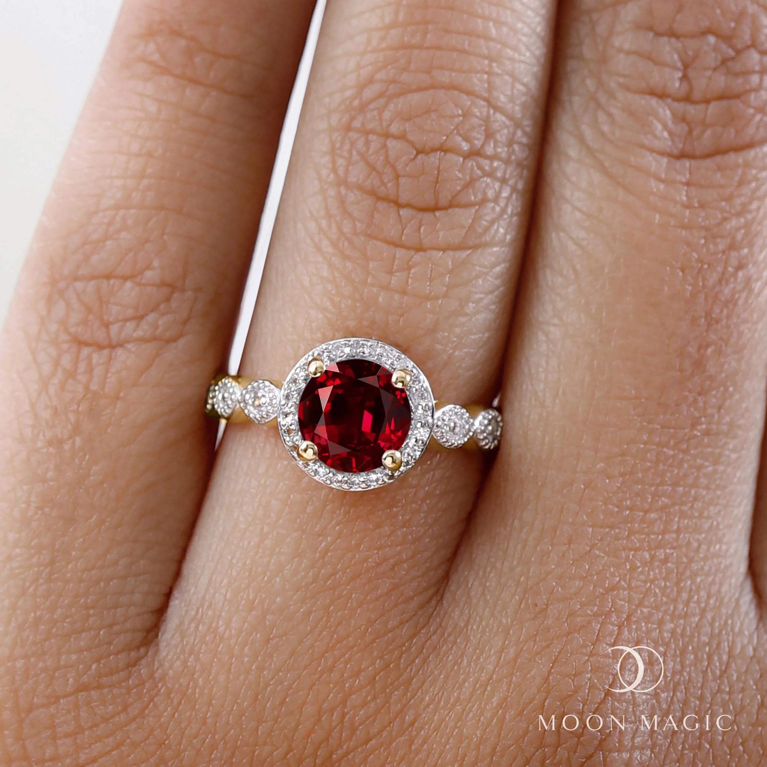 Garnet Lab Diamond Ring - Soulmate