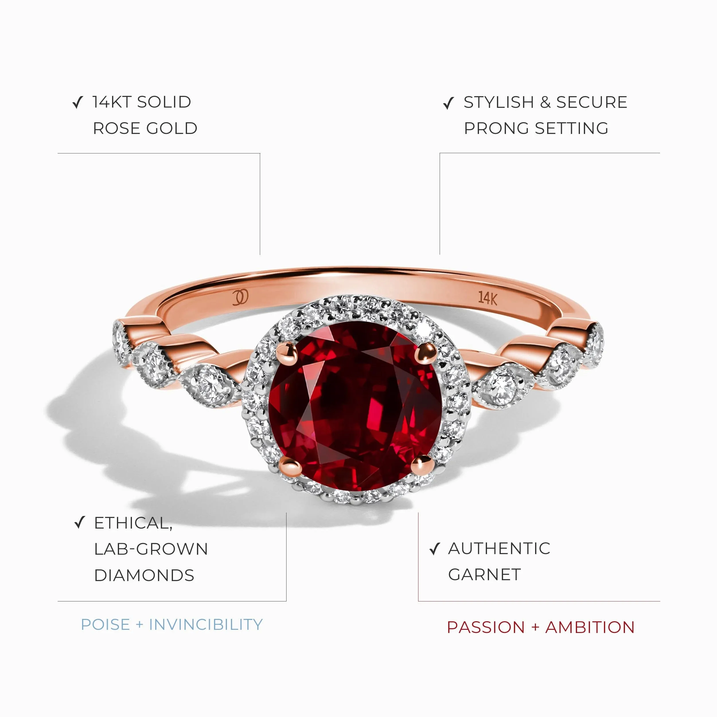 Garnet Lab Diamond Ring - Soulmate