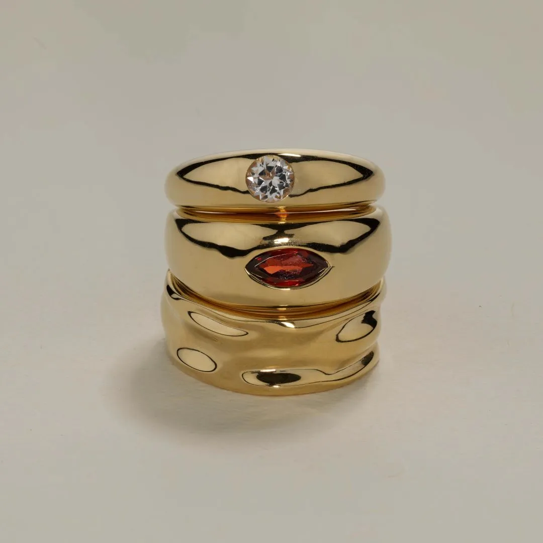 Garnet Marquise Curve Pinky Ring in Gold