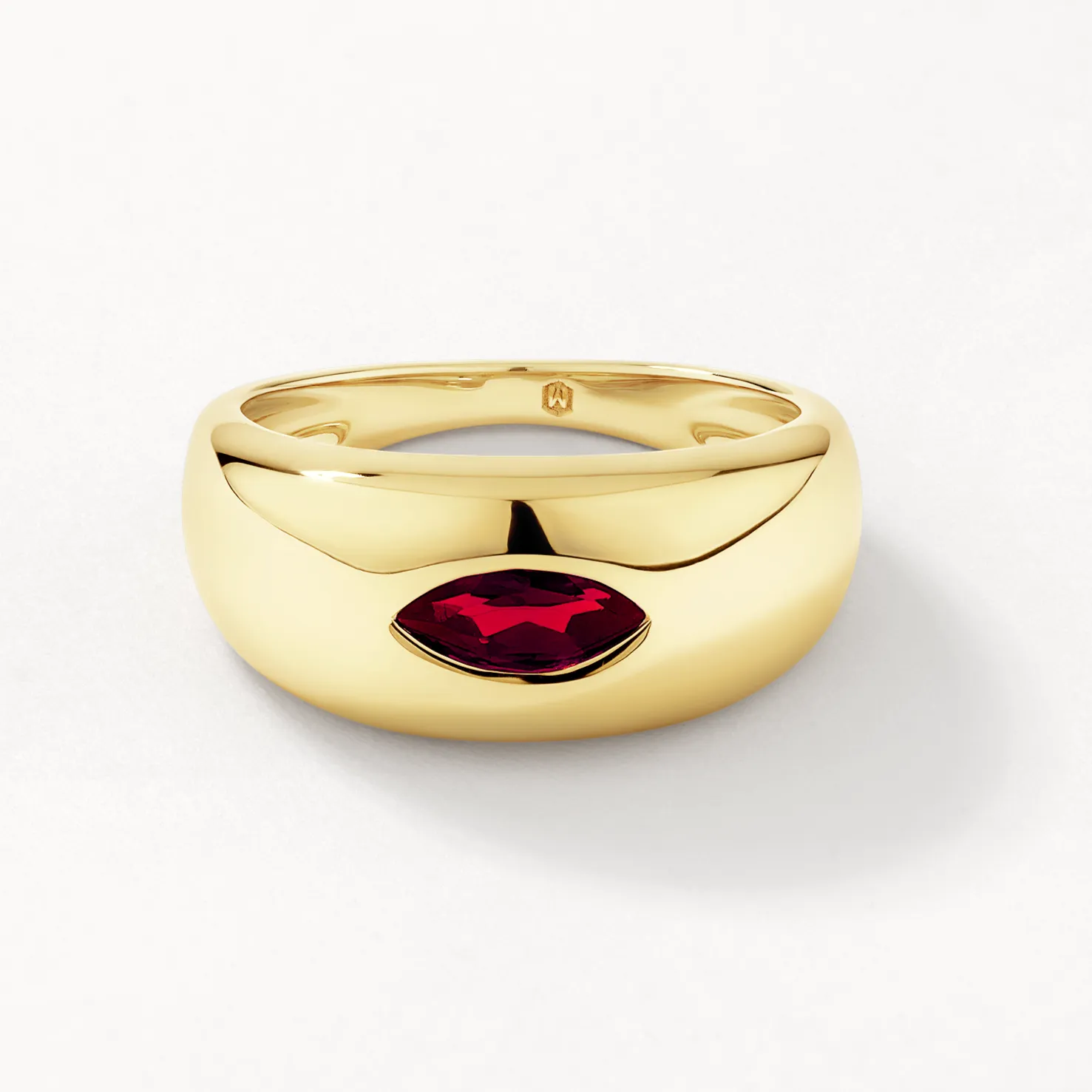 Garnet Marquise Curve Pinky Ring in Gold