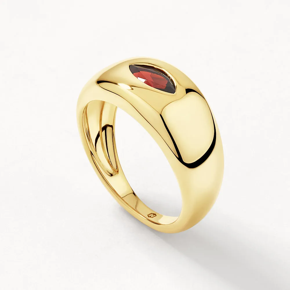 Garnet Marquise Curve Pinky Ring in Gold