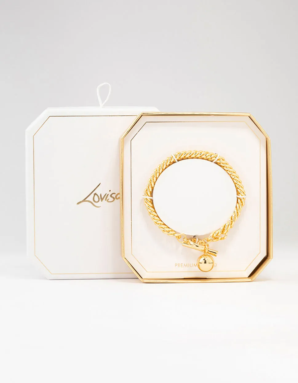 Gold Plated Circle Fob Bracelet