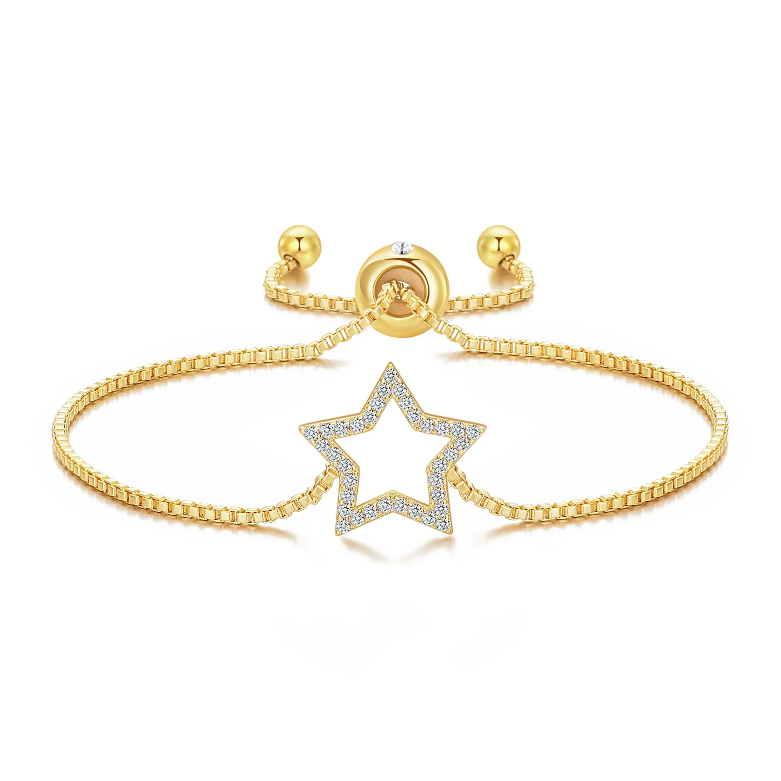 Gold Plated Star Friendship Bracelet Created with Zircondia® Crystals