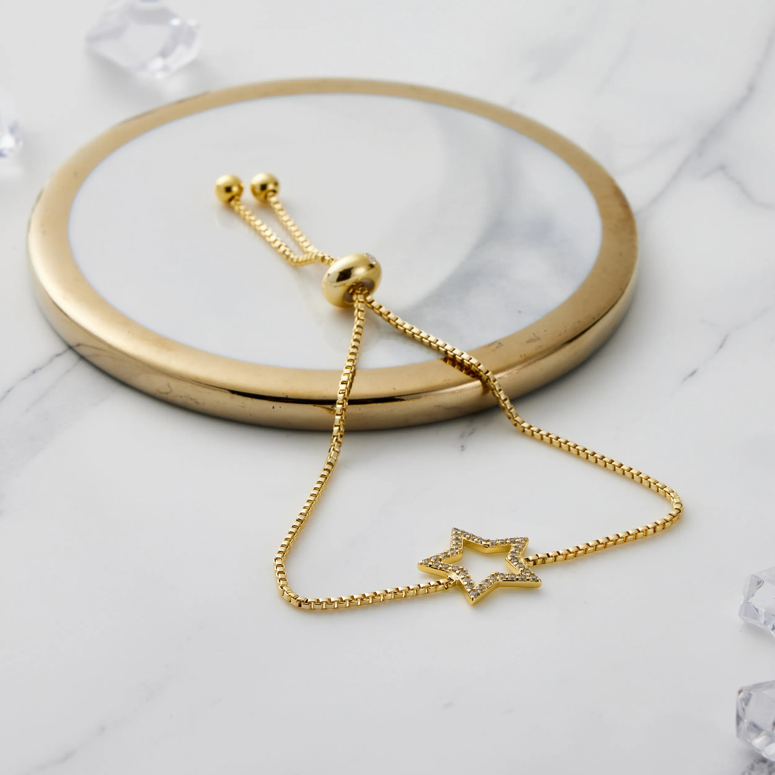 Gold Plated Star Friendship Bracelet Created with Zircondia® Crystals