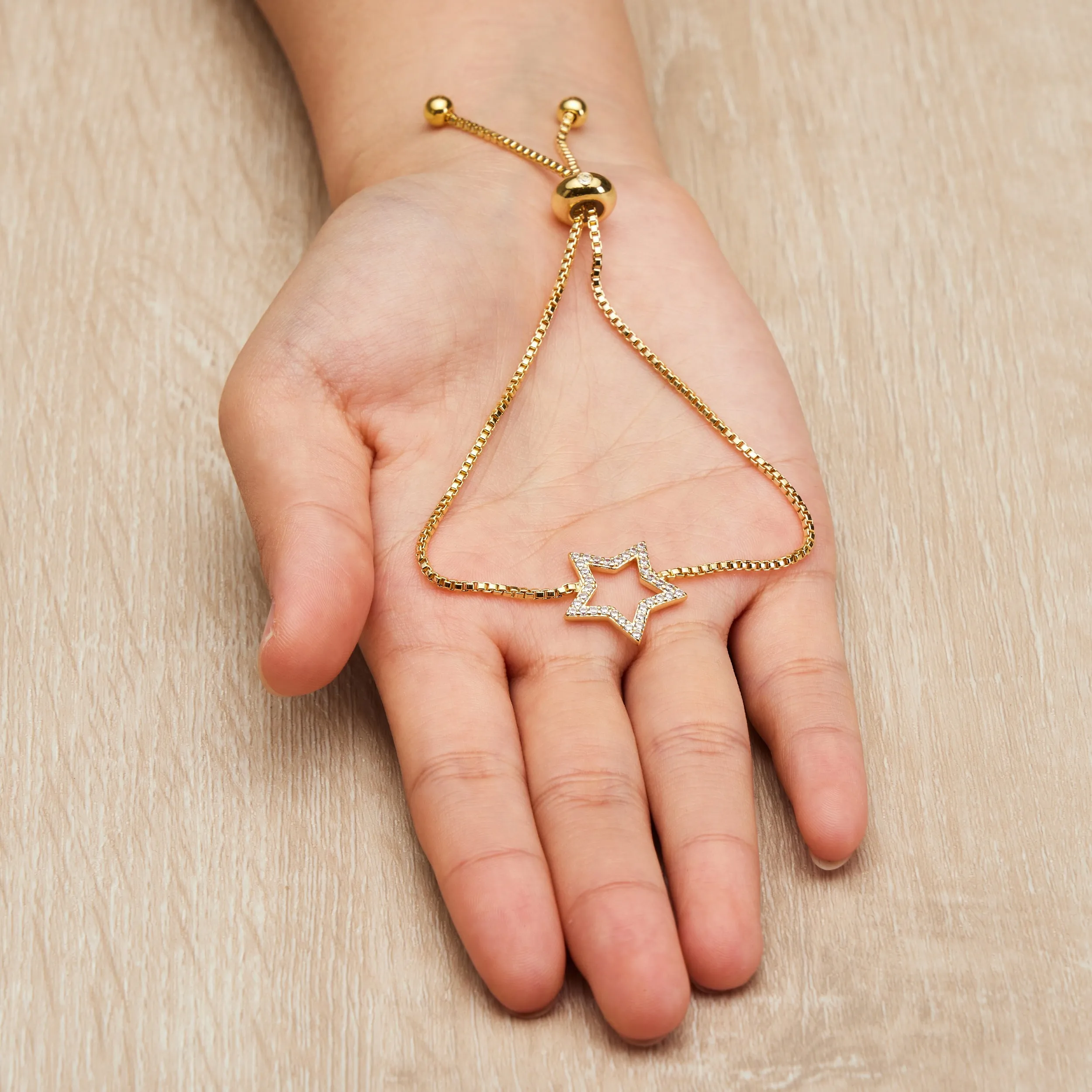 Gold Plated Star Friendship Bracelet Created with Zircondia® Crystals