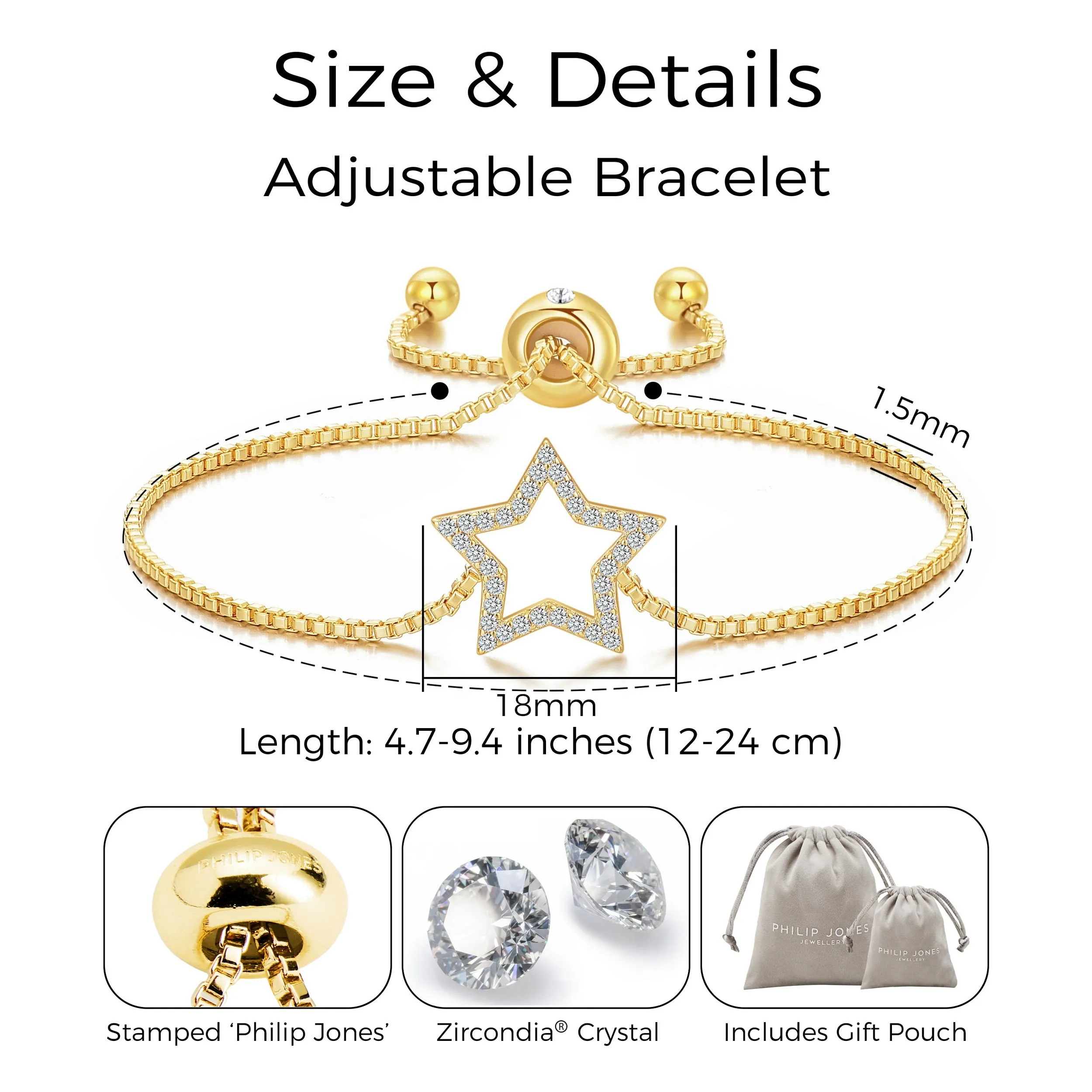 Gold Plated Star Friendship Bracelet Created with Zircondia® Crystals