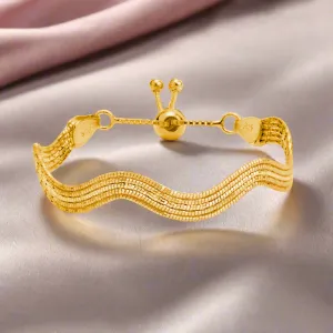 Golden Waves Gold Plated 925 Sterling Silver Wave Bracelet