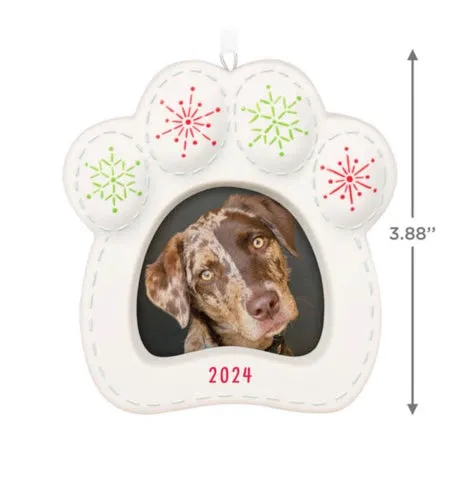 Happy Dog 2024 Porcelain Photo Frame Ornament