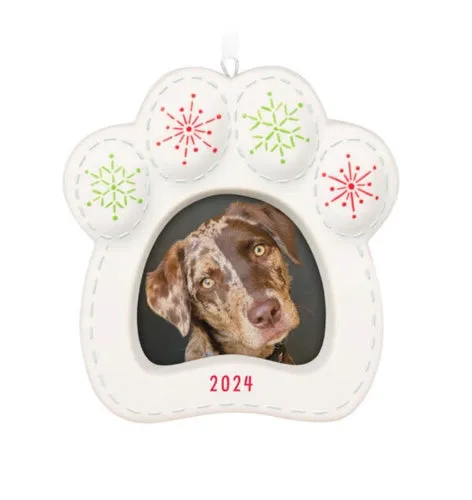 Happy Dog 2024 Porcelain Photo Frame Ornament