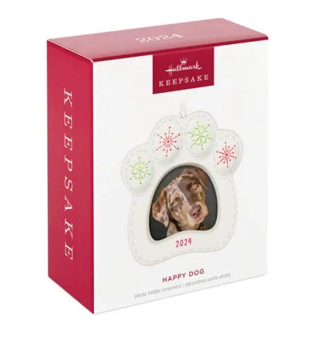 Happy Dog 2024 Porcelain Photo Frame Ornament