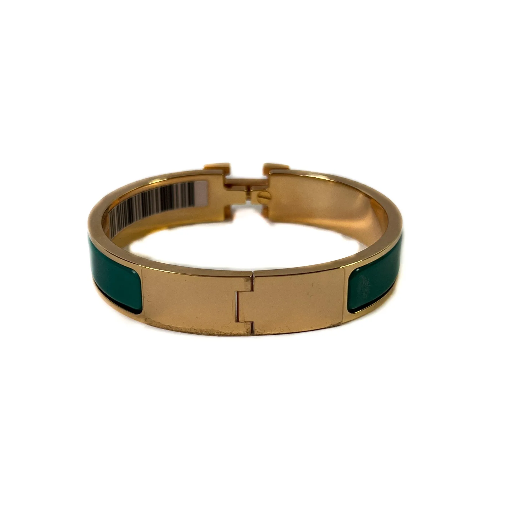 Hermes clic H vert bleute rose gold tone bracelet PM