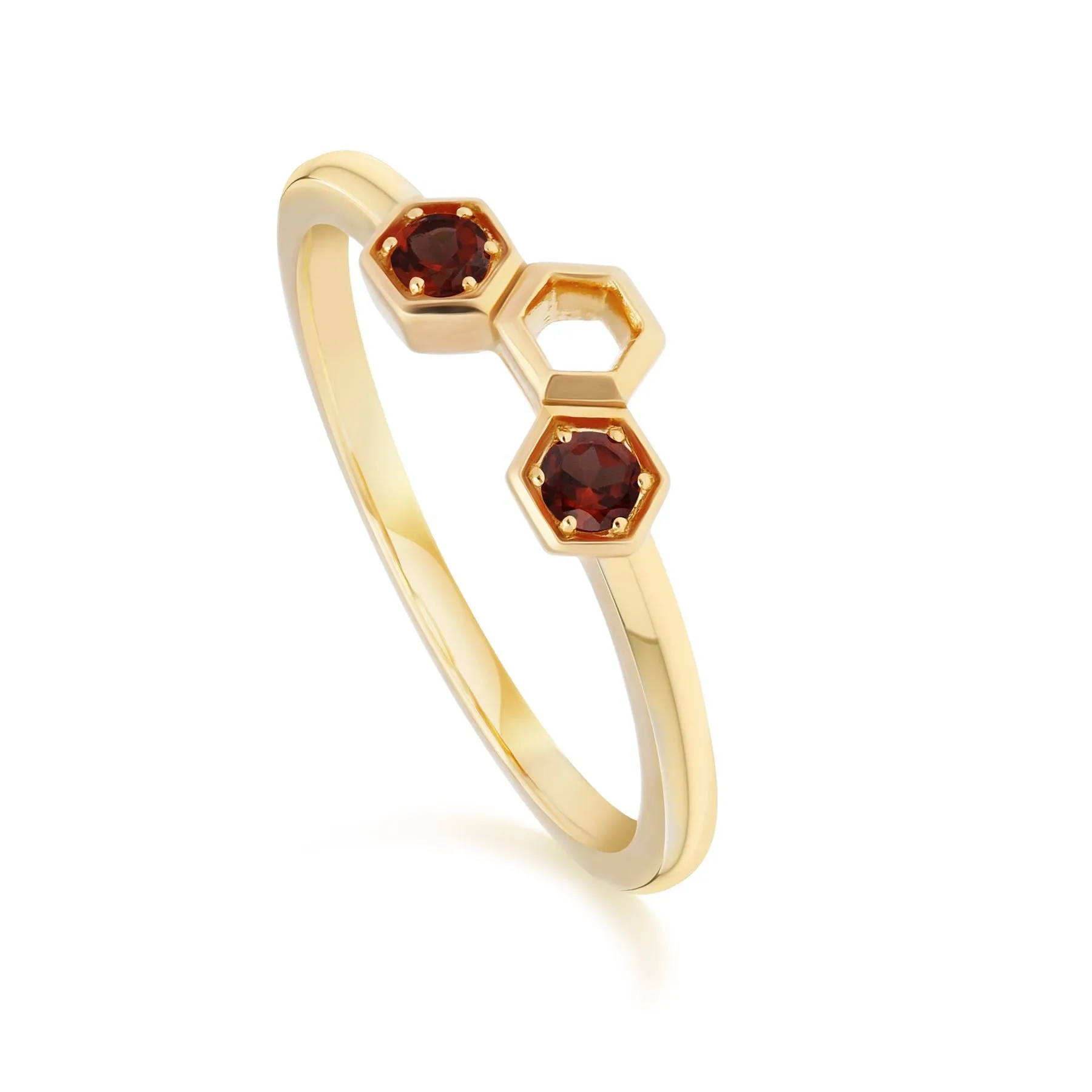 Honeycomb Granat Ring in 9ct Gelb Gold