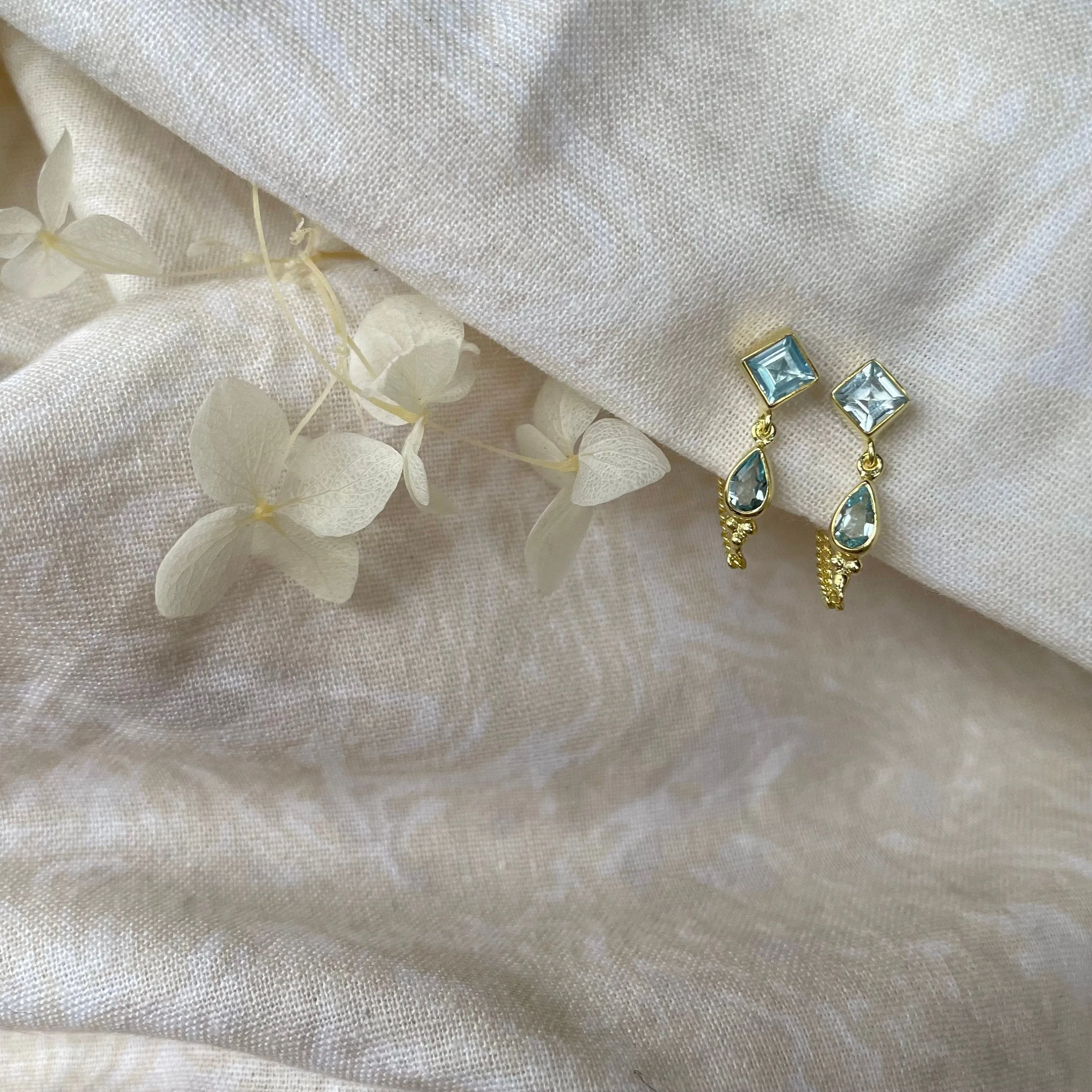 Kalani Gold Blue Topaz Earrings