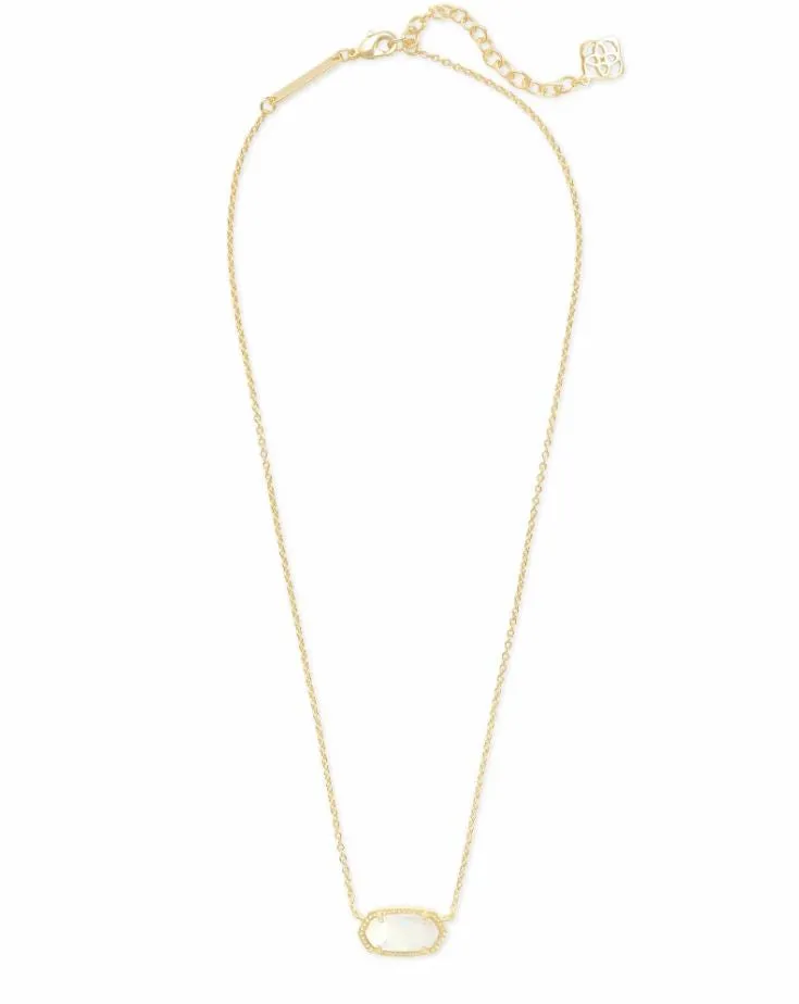 Kendra Scott Elisa Pendant Necklace - White Kyocera Opal, 14K Gold Plated