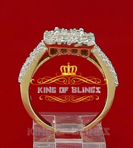 King Of Bling's 925 Sterling Yellow Silver Square Cubic Zirconia 12.50ct Womens Ring Size 7