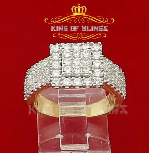 King Of Bling's 925 Sterling Yellow Silver Square Cubic Zirconia 12.50ct Womens Ring Size 7