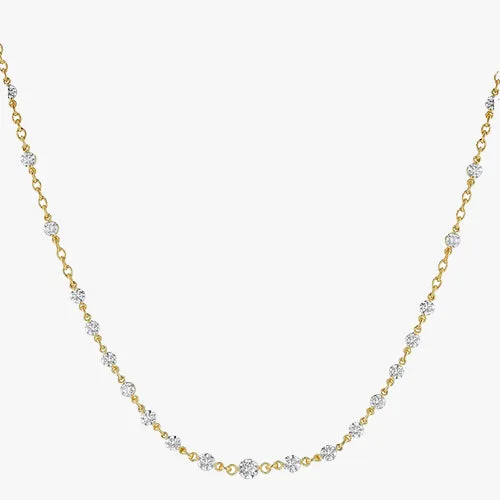 Lab Grown Diamond Station Tennis Necklace