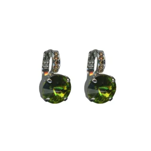 Large Embellished Single Leverback Earrings in "Evergreen" - Yellow Gold