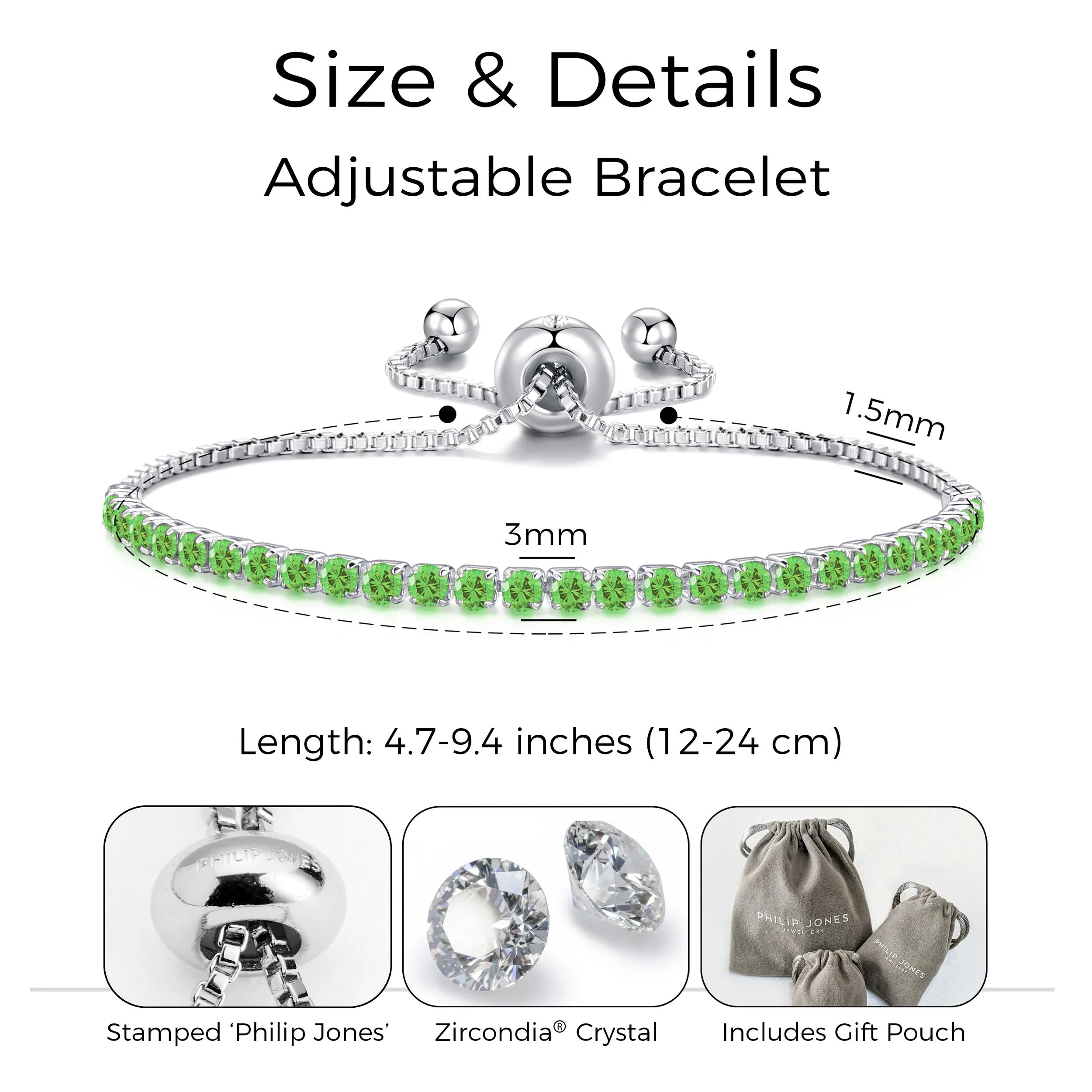 Light Green Tennis Friendship Bracelet Created with Zircondia® Crystals