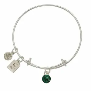 May Green Birthstone Charms Bangle Bracelet