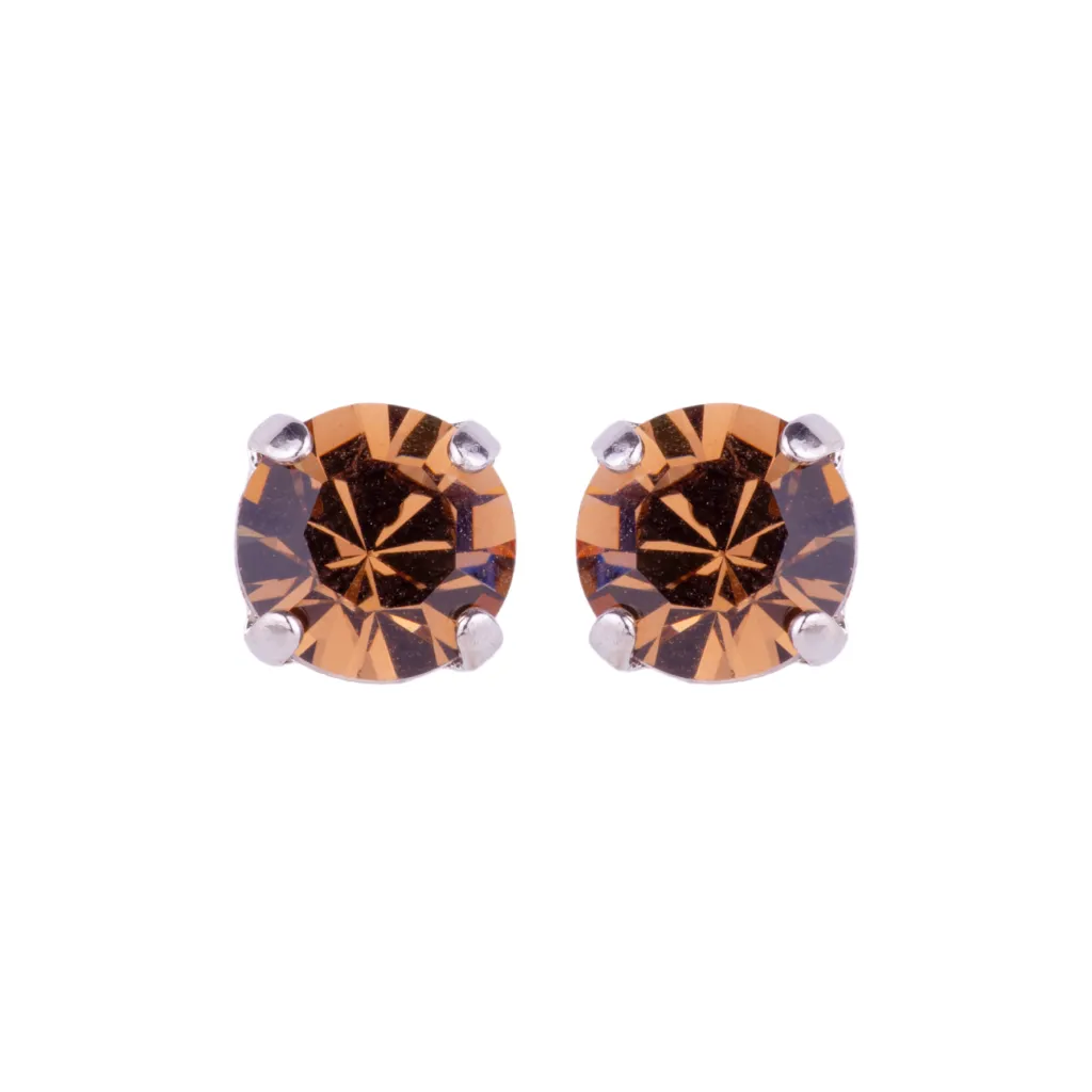 Medium Everyday Post Earrings in "Smoke Topaz" - Rhodium