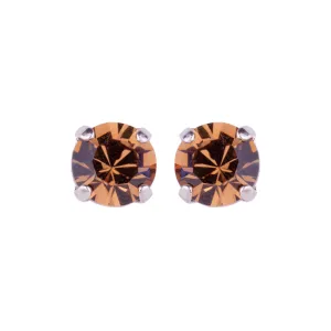 Medium Everyday Post Earrings in "Smoke Topaz" - Rhodium