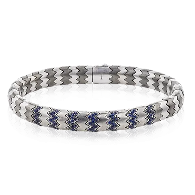 Men's Titanium Bracelet In 14k Gold With Sapphires