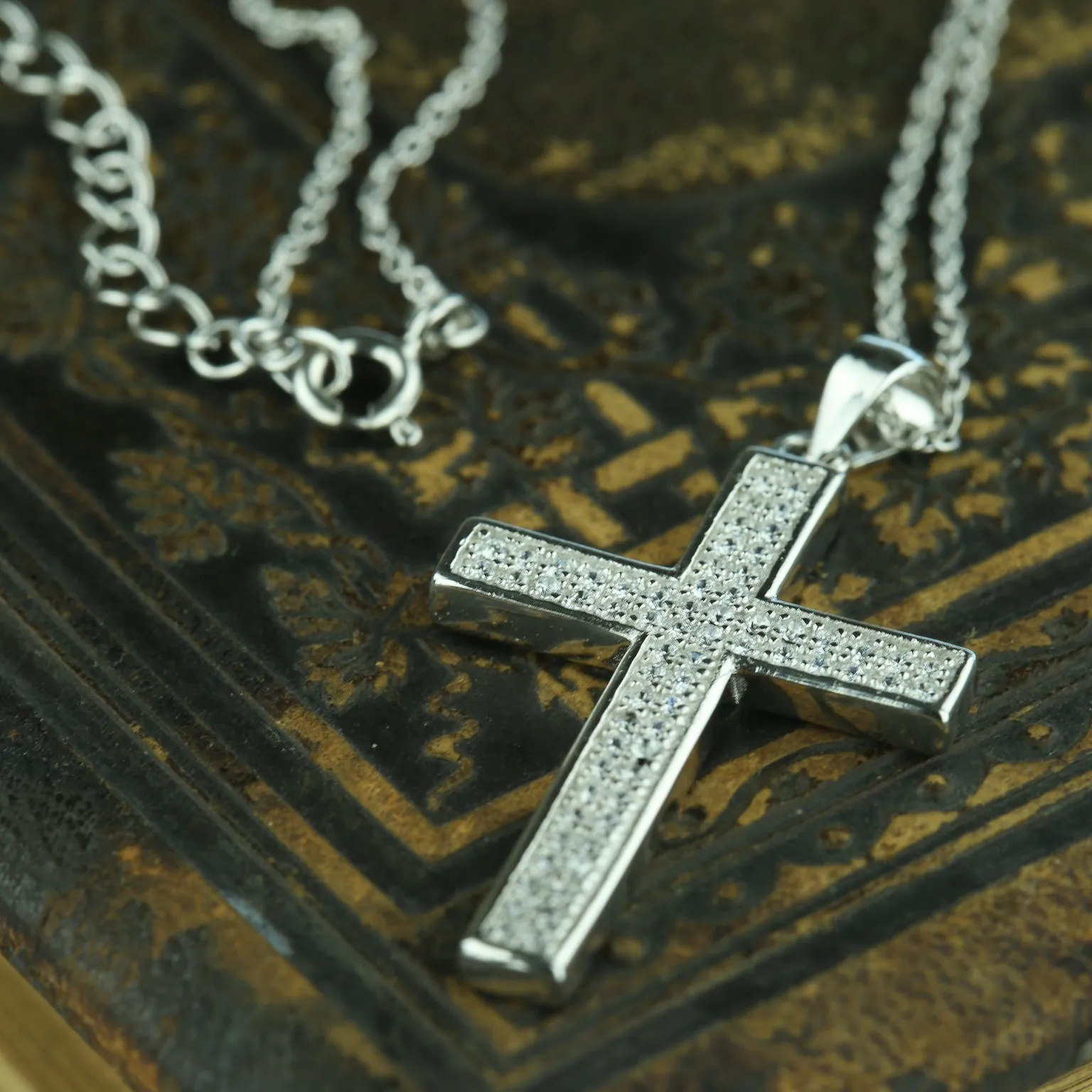 Micropave Large Cross Necklace